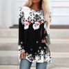 Womens Christmas Santa Claus Snowflake Print Long Sleeve Tunic Top Casual Loose T Shirt