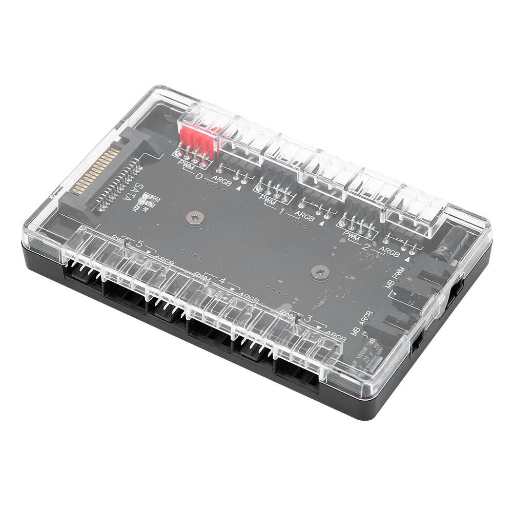 Fan Hub ARGB PWM Eingebauter Magnet SATA Interface Magnetische Tragbare Desktop-Computer Zubehör(ARGb