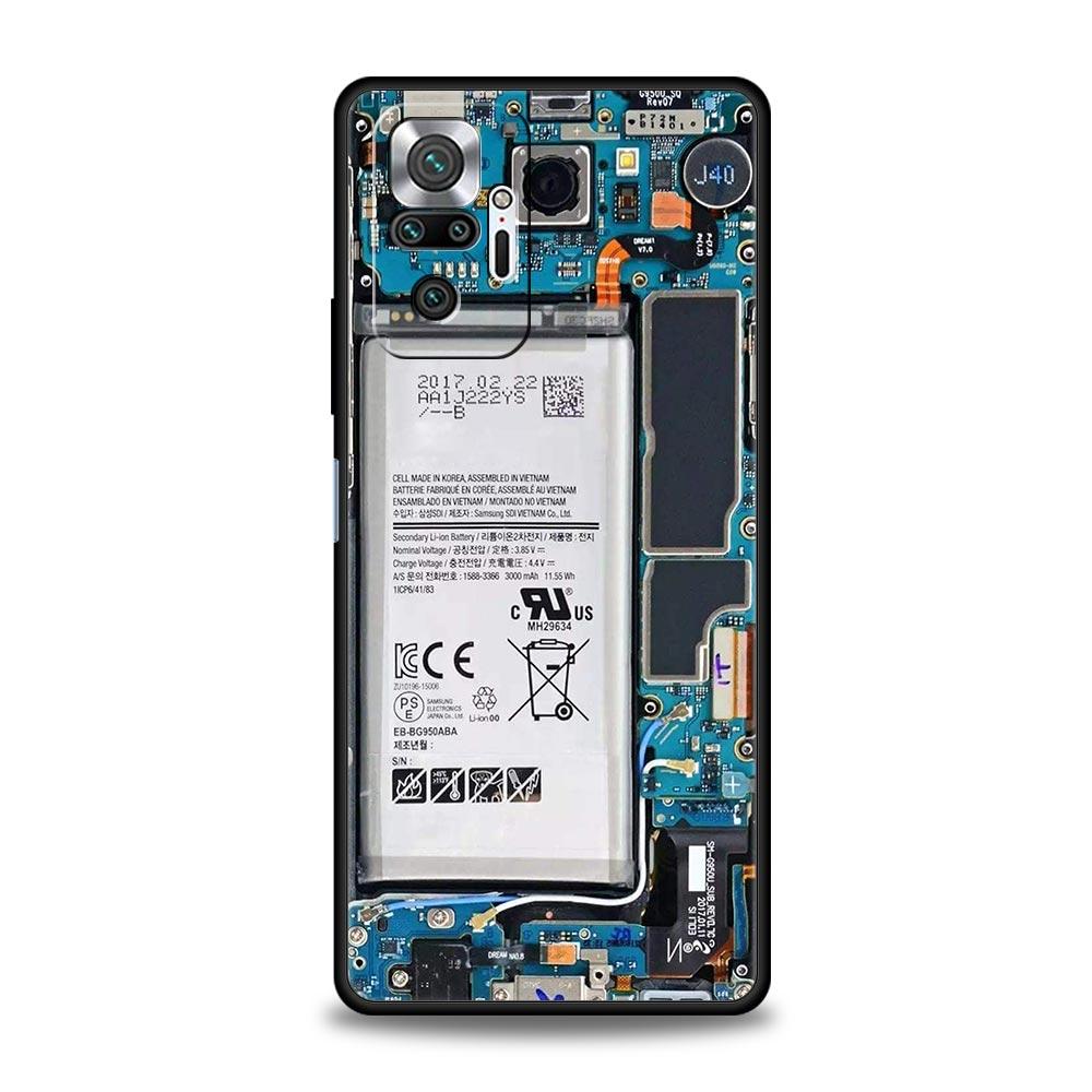 Main Circuit Board Pattern Phone Case Cover for Redmi 14C 10C Note 15 14 13 12 10 11 K40 Pro Plus 5G Soft TPU Shockproof Fundas