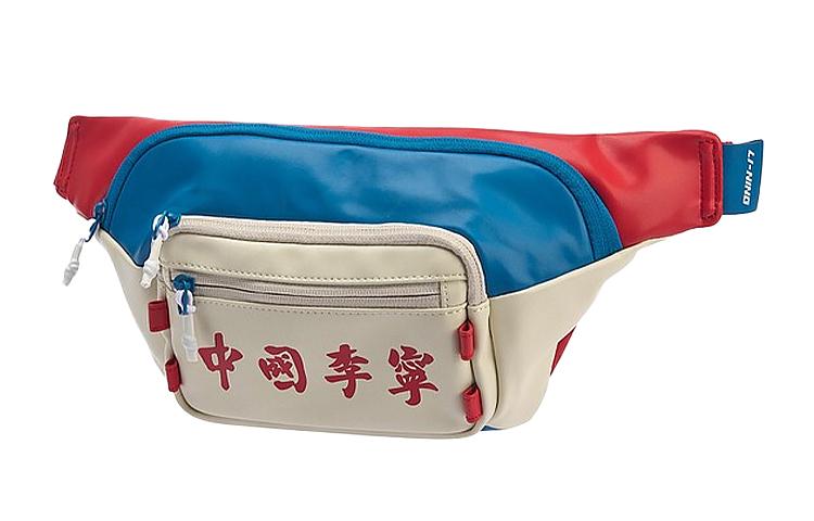 Li Ning Polyurethane Synthetic Leather One Shoulder Crossbody Fanny Pack Regular Men s Vintage Blue Red ABLP032