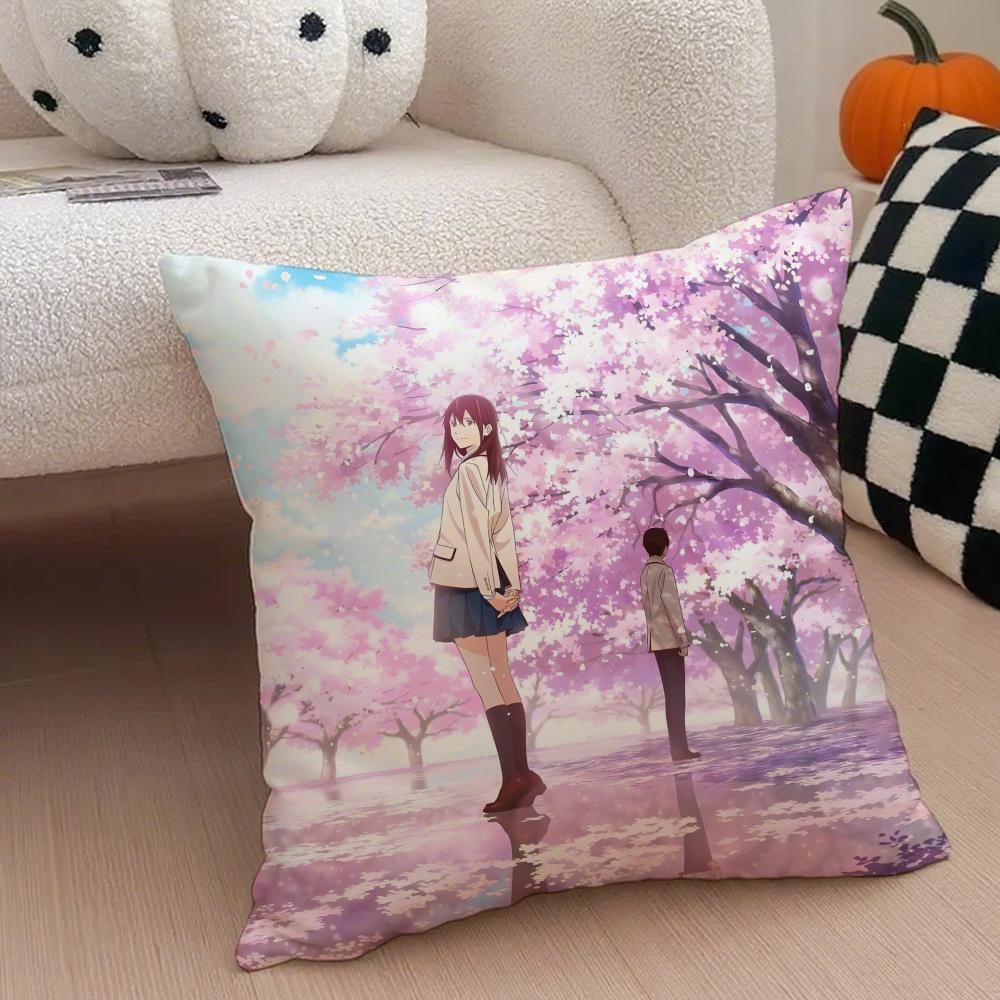 I Want To Eat Your Pancreas Pillow Case Anti-dustmite Pillowcase Invisible Zipper Silky Short Plush Sofa Cushion Cover