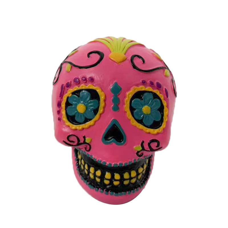 Day of the Dead Resin Painted Skull Head Statue Creative Decorative Ornament for Festive Commemorative Statue