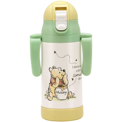 Skater Two Hands with Straw Stainless Steel Water Bottle Baby Mug Disney Winnie the Pooh Picnic 350ml Girls STWM3N-A