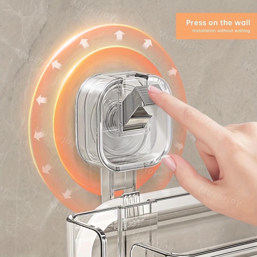 1PC Kitchen Non-punching Suction Cup Rack Wall-mounted Seasoning Rack Home Pot Cover Knife Holder Wall Storage Rack