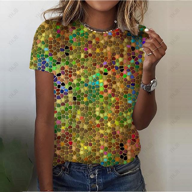 Damska koszulka z nadrukiem 3D z piórami O-Neck Casual Ladies Tee Damskie topy Harajuku Girls Krótki rękaw Streetwear Modne ubrania