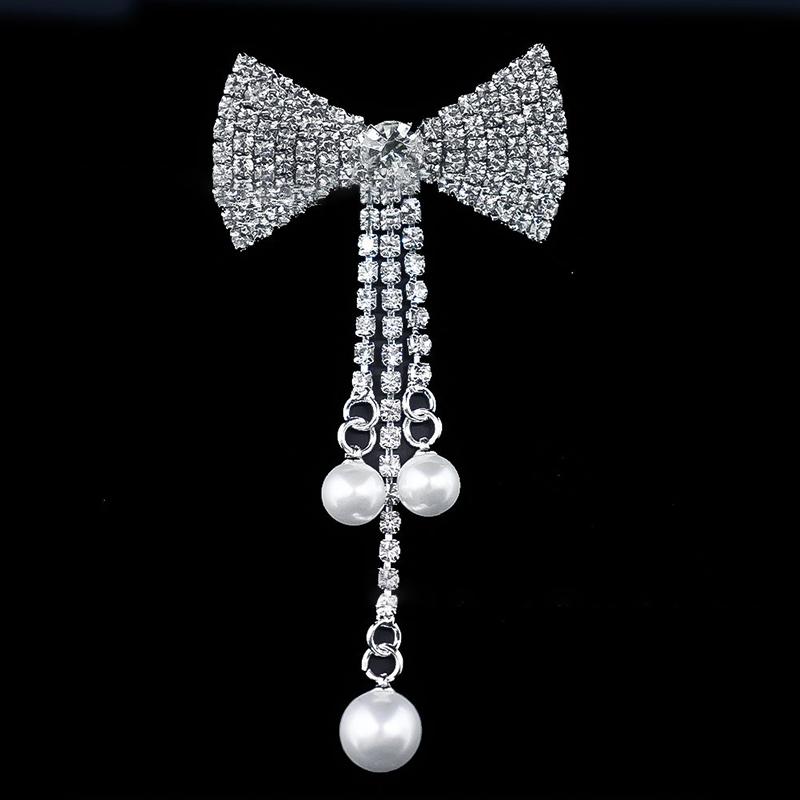 Crystal Bowknot Brooch Charming Women Lapel Pin Gorgeous Rhinestone Sweater Suit Accessory for Special Gatherings