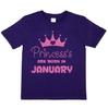 T-shirt Fille d'Anniversaire Princesse Née en Janvier Cadeau d'Anniversaire Drôle
