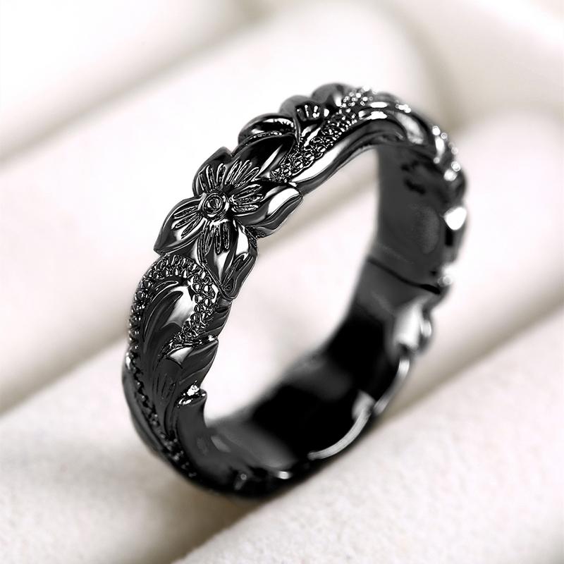 

Huitan Elegant Carved Flower Pattern Band Classic Women Engagement Wedding Rings High Quality Delicate Female Accessories Rings 10