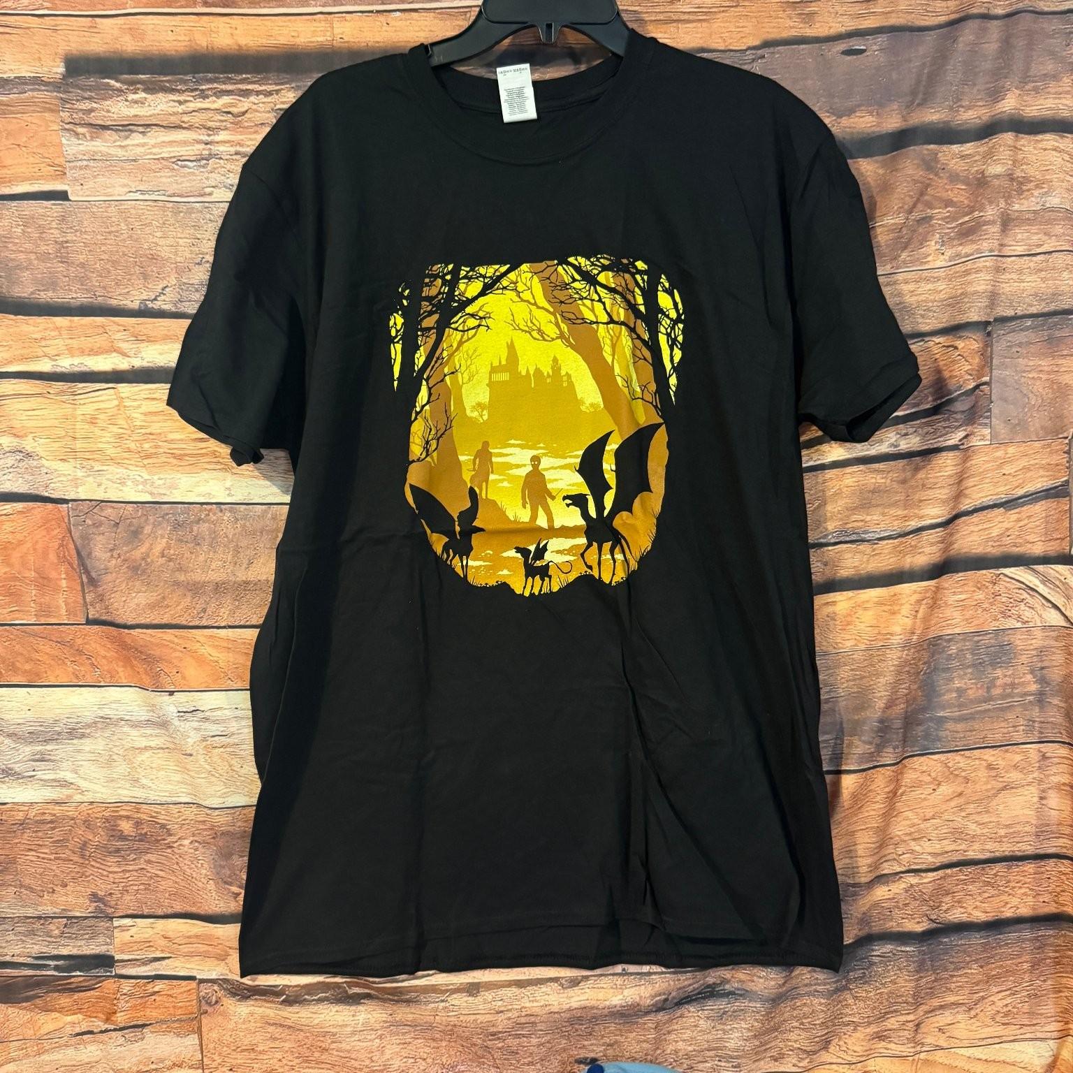GILDAN Men’s Black Harry Potter Thestral Graphic XL 100% Cotton Unisex T-Shirt XXXXL