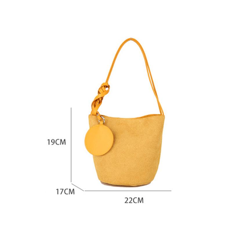 Solid Color Women Suede Shoulder Bucket Bags Large Capacity Versatile Ladies Underarm Tote Casual Female Phone Handbags Purse CLE