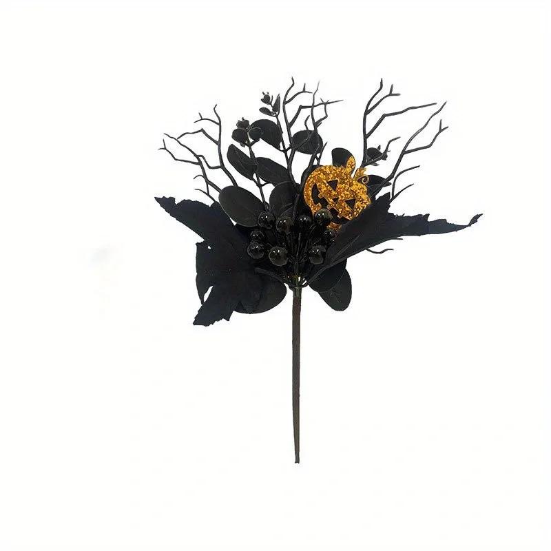 Artificial Maple Leaf Halloween Pumpkin Skull Black Maple Leaf Indoor Branch Decoration