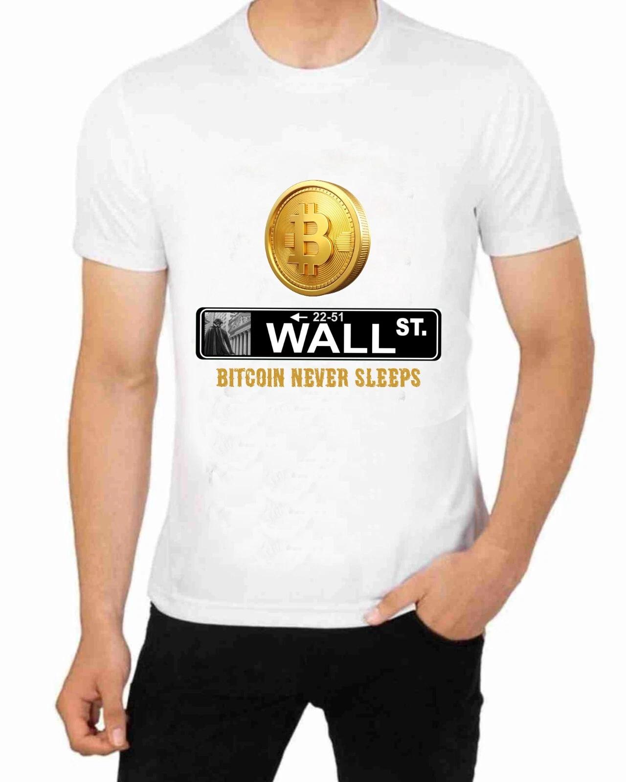 Bitcom Wall Street Bitcom never sleeps T-Shirt Bulls and bears S