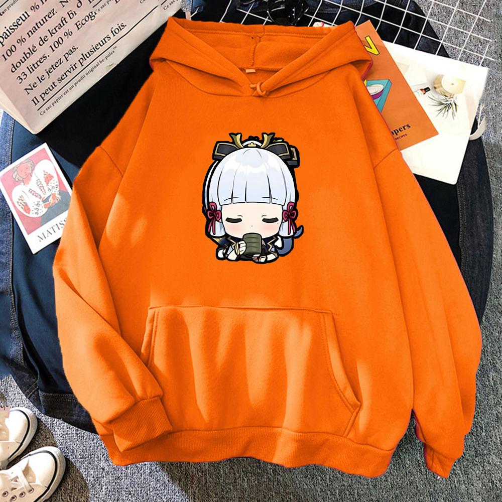 Kawaii Game Role Ayaka Print Hoodies Genshin Impact Sweatshirt Women Fashion Oversize Itself Long Sleeve Pullover Sudaderas Y2k Men Tops