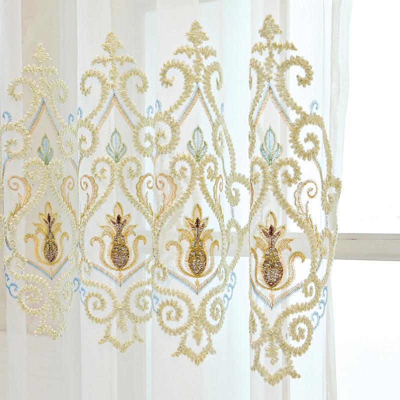 Glam Style Sheer Curtains - Hand-Nailed Bead Detail, Rod Pocket Hanging, Machine Washable - All-Season Decor for Living Room, Bedroom, Office