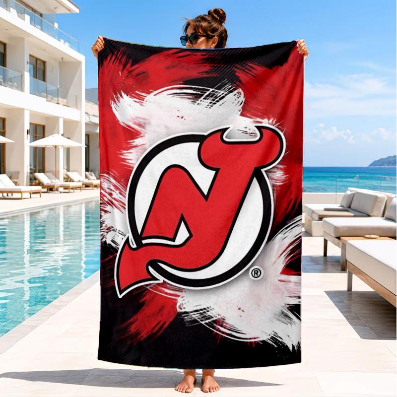 Jersey Devils Logo Beach Towel, Super Soft Microfiber, Perfect Gift for Her/Him, Birthday, for Pool, Beach, Travel, Decor Beach Party