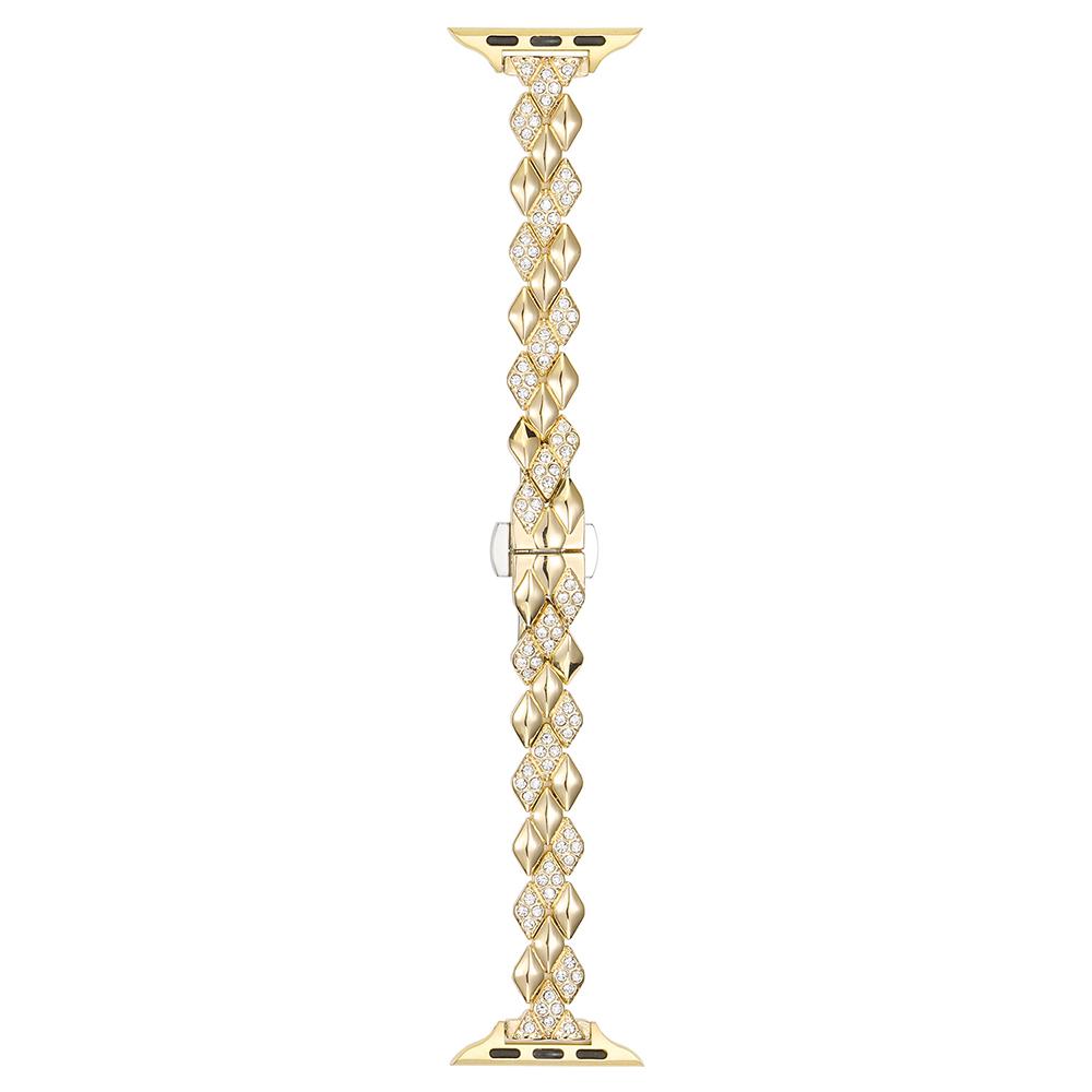 Metal Strap for Apple Watch Ultra 3 2 1 49mm/Series 11 10 46mm/9 8 7 45mm/SE3 SE2 SE 6 5 4 44mm/3 2 1 42mm 42mm Rhinestone Decor Rhombus Watch Band