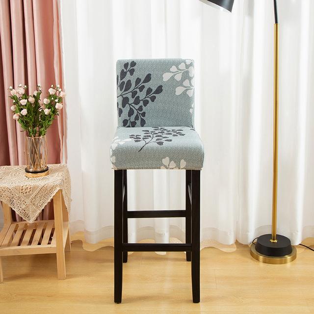 Elastic Short Chair Furniture Cover Spandex Fabric Printed Bar Stool Seat Covers Chair Protector Slipcovers For Cafe Dining Space Kitchen Washable