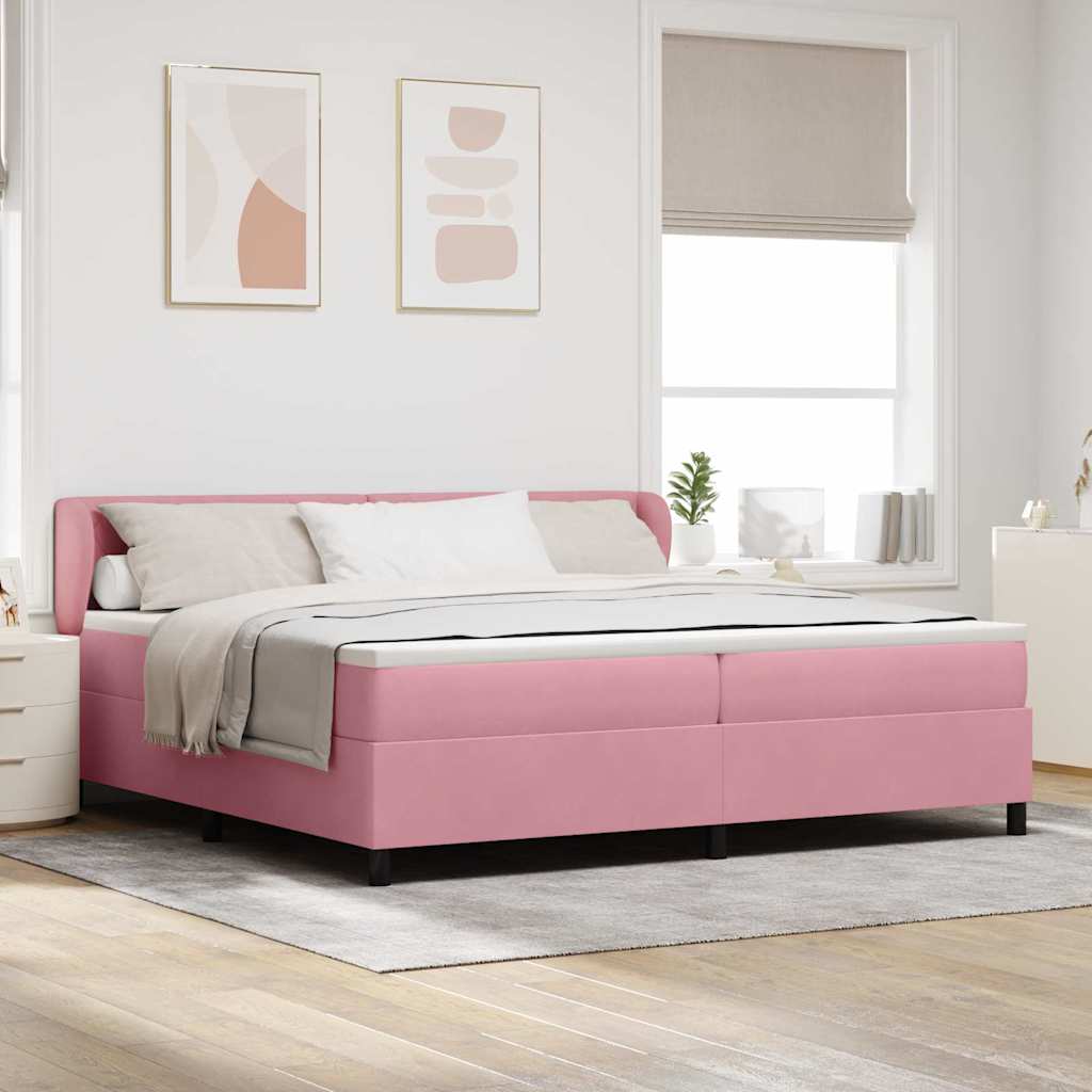 Box Spring Bed with Headboard Pink 200 x 200 cm Velvet