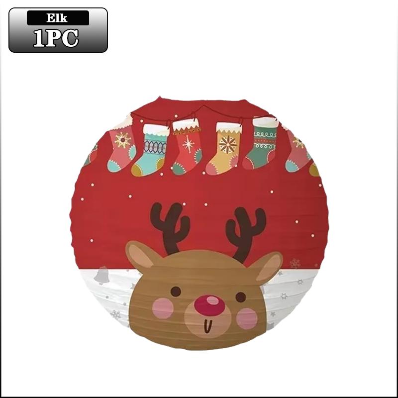 1-20PCS Christmas Paper Lanterns Santa Snowman Reindeer Hanging Lanterns for Xmas Party Decorations Holiday Home Decor Gifts
