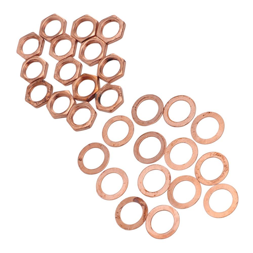 14Sets Metal Instrument Socket Connector M9 Jack Socket Nut With Washer Nut Washer Kit For Guitar