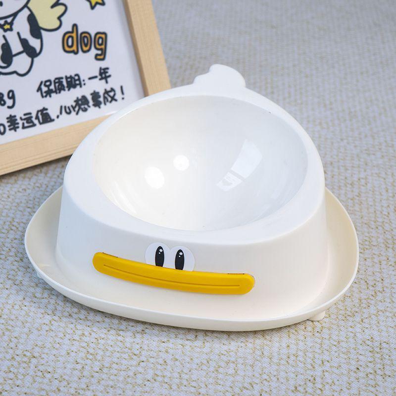 

Cute Non-Slip Cat Bowl: Slanted, Stainless Steel, Plastic, Duck-Shaped Design for Neck Protection, Prevents Black Chin, Ideal for Cats and Dogs.