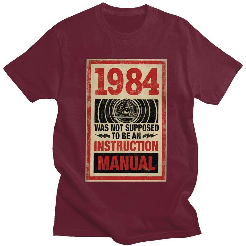 1984 George Orwell Big Brother T Shirt for Men Short Sleeves Novelty Awesome Clothing Streetwear Summer 100 Cotton Tee Tops