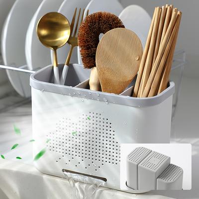 2/3 Grids Kitchen Cutlery Drain Rack Chopsticks Spoon Storage Holder Knife Stand Double Layer Shelf Organizer Accessories