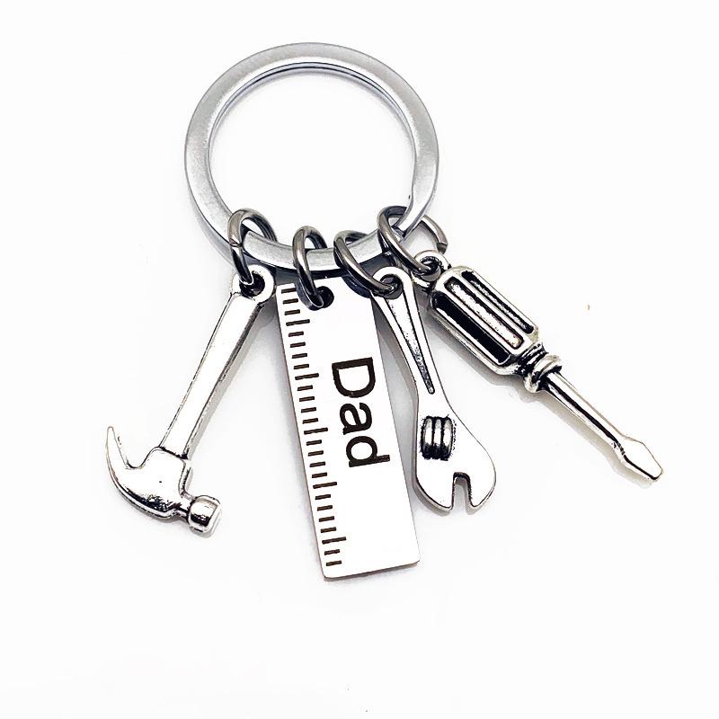 DIY Stainless Steel Father's Day Tool Keychain: Hammer, Screwdriver, Wrench - Perfect Gift for Dad