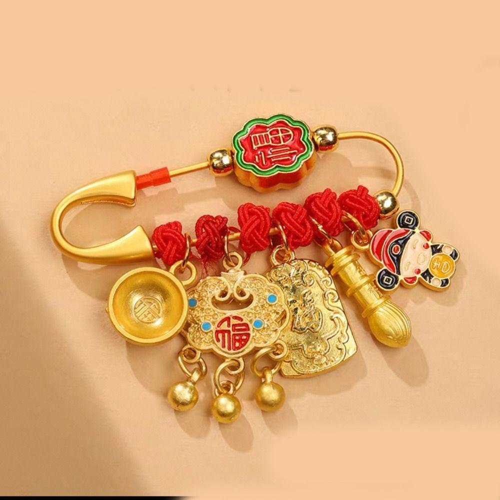 Best Wishes Lucky Pins Gold Sand-plated Ornaments Lucky Zodiac Brooch Pendant  Pregnant Women