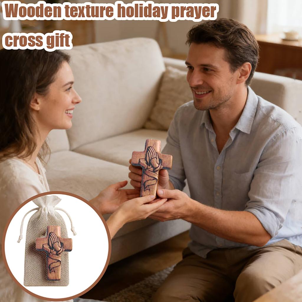 Croix de poche plate en bois 2D Ornement Cadeau