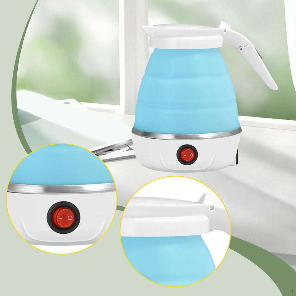Foldable Electric Kettle Compact Water Boiling for Travel Hotels Offices White
