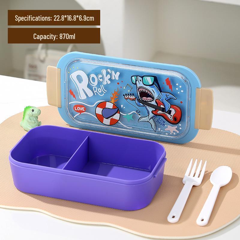 Cartoon Student Lunch Bento Box - Large Capacity, Microwaveable with Divider and Buckle