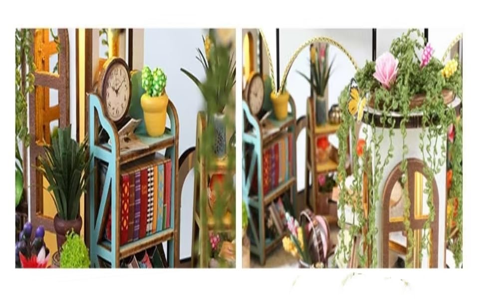 YIIEL Miniature Dollhouse Kit, Handmade Kit with Beginner's Instructions (Sunshine Glass Flower House)