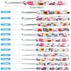 Metal Sunflower Print Crochet Hooks Set In Case Ergonomic Soft Rubber Grip Handle Gift for Beginners Wool Crafts Knitting Tools