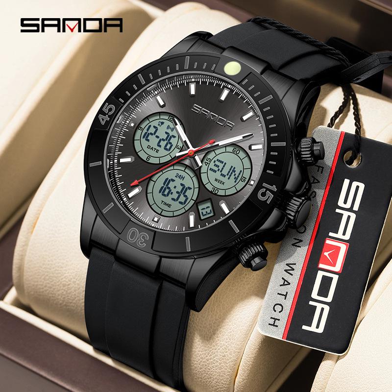 Reloj Electrónico Impermeable de Moda SANDA para Adolescentes - Cronómetro Deportivo Multifuncional de Doble Pantalla
