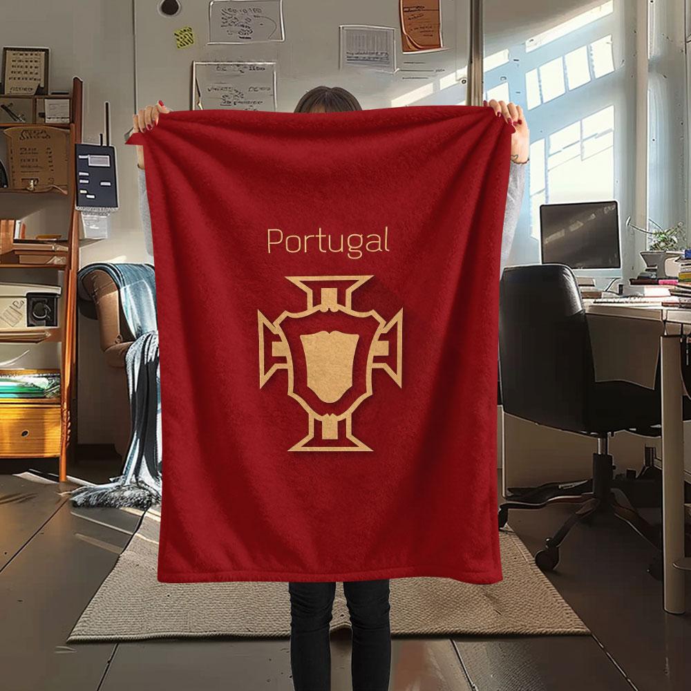 1PC Portugal National Football Team Patterned Flannel Blanket Suitable For All Seasons for Home Decor Warmth and Comfort Gifts Holiday Present
