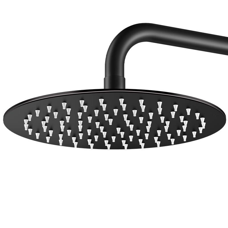 TLXT Pressurized Black Stainless Steel 16-inch Square Rain Shower Head Set
