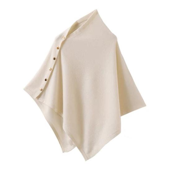 Winter Shawl Solid Color Buttons Closure Autumn Winter Shawl Tops Solid Color Soft Cozy Thickened Women Shawl