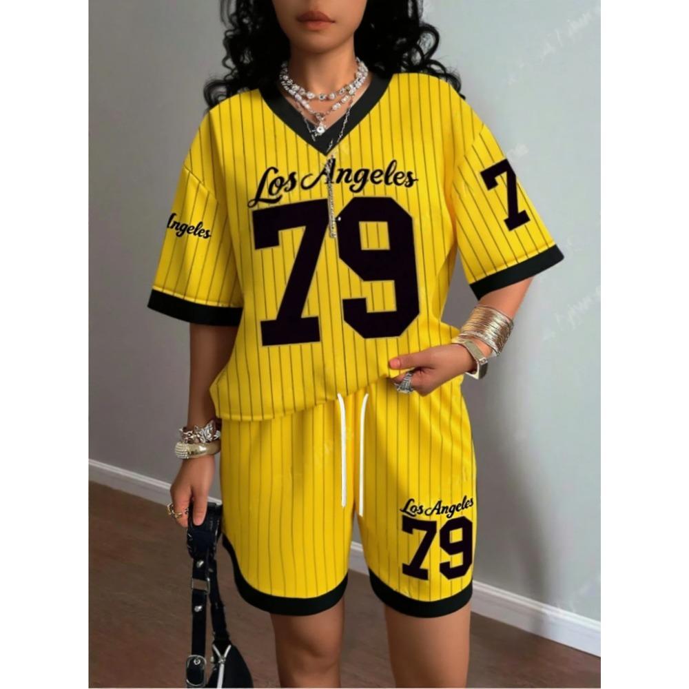 Europe And The United States Women Casual Suit Women's T-Shirt + Shorts Women Tracksuit 2 Pieces Set Women Clothing