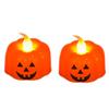 Warm White Electronic Candles 2Pcs Halloween Pumpkin Flameless Candles, Battery Operated LED Candle, Decorative Candy Bag Fillers for Light,