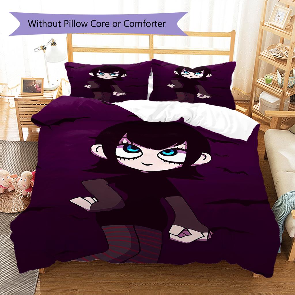 Hotel Transylvania Mavis Dracula Pattern Bedding,Quilt Set Quilt Cover Pillowcase Home Birthday Gift (1 * duvet cover + 2 * pillowcase, without core)