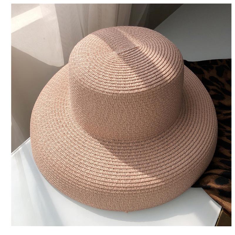 Summer Hepburn style retro sun hat women's vacation sun protection beach hat fashion versatile sun hat big brim straw hat