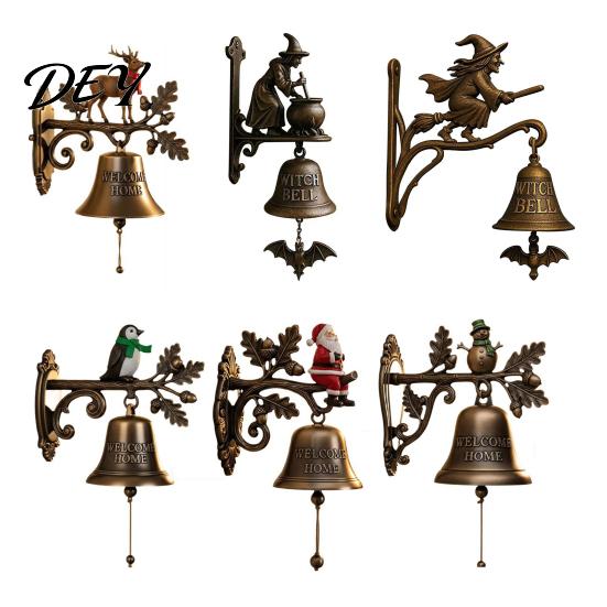 Decorative Metal Door Bell Vintage Christmas Doorbell, Welcome Wall Hanging, Deer/Snowman/Santa Claus/Penguin/Witch Decor, Doorbell Bell, for Entryway