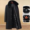 Men's Mid-length Woolen Coat - Thickened Chenille Jacket for Middle-aged & Elderly, Plus Velvet Winter Top