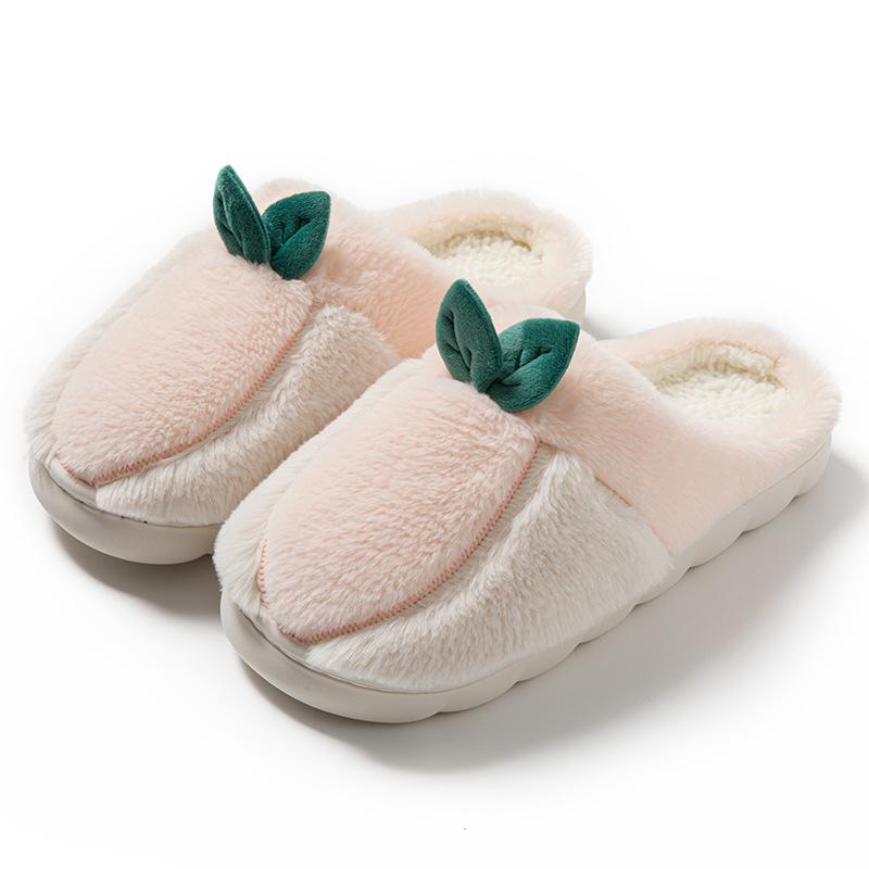Cartoon color matching couple indoor wool slippers autumn and winter home use warm and velvet thick-soled couple cotton slippers