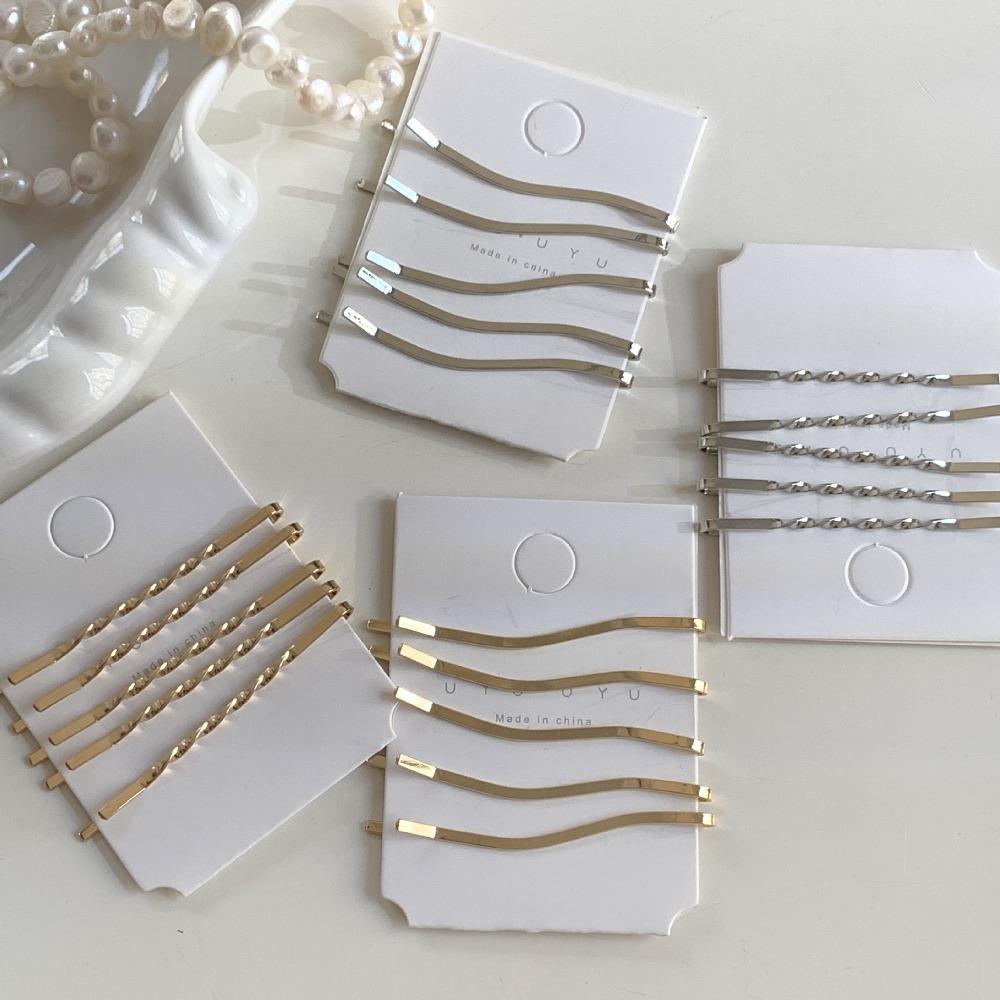 5pcs Bright Gold Color Metal Hairpins 5.5cm Wavy Hair ClipsMetal hair clips straight clips wavy side bangs forehead hair clippers Women's Headwear