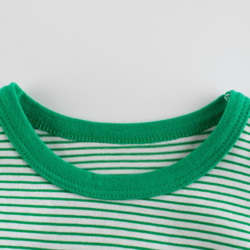 2022 Summer Korean Style Kids' Striped Short Sleeve T-shirt One Piece