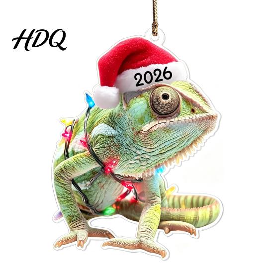 Animal Themed Holiday Decorations Christmas Hanging Ornaments with Lanyard Cute Double Sided Pendant 2026 Creative Shaped Gifts Santa Hat