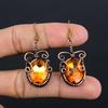 Citrine Earrings, 999 Copper Wire Wrapped Gemstone Jewelry, Handmade Earrings, For Thanksgiving