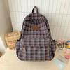 Schoolbag Autumn and Winter New Retro Plaid Backpack Female College Student Korean Version Large Capacity Lightweight Backpack College Style 